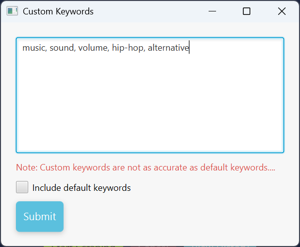 Keywords Input Interface